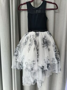 lilt Black Mesh Accent Evening Dress